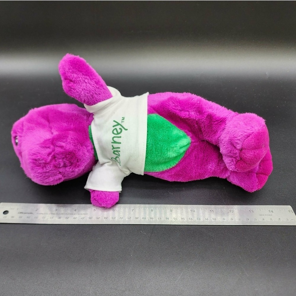 Barney 1992 Plush Purple Dinosaur White Shirt Vintage 90s Toy Lyons Group 11" - Picture 4 of 14